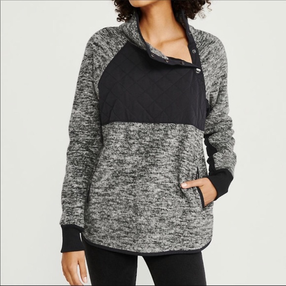 abercrombie & fitch ASYMMETRICAL SNAP-UP FLEECE - Picture 2 of 11